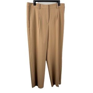 NWT TALBOTS Weston Pant Women’s Size 12P High Waist Wide Leg Full Length Tan